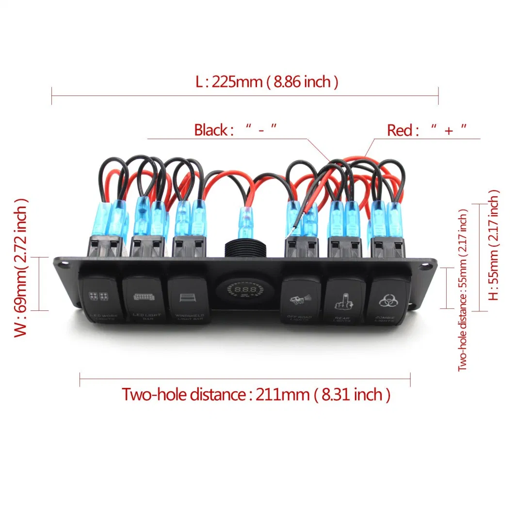 Boat Rocker Switch Panel Voltmeter for Car Marine Waterproof