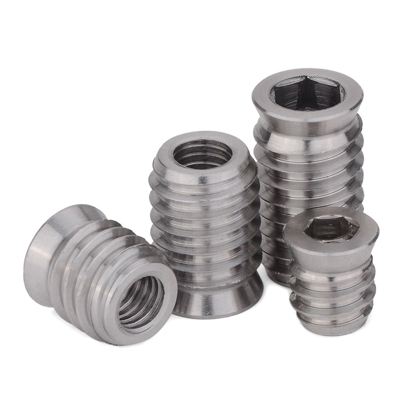 Stainless Steel Nut Set Hex Socket Drive Insert Nuts Threaded for Wood Furniture