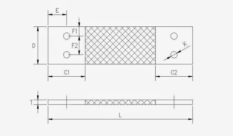 Electric 20A to 4000A Earth Grounding Strap Flexible Copper Braid Wire Connector Tinned Flat Copper Busbar