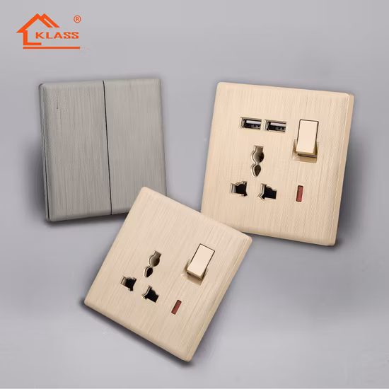 Toma de corriente eléctrica de pared universal con conmutación PC retardante de calidad superior con cargador USB